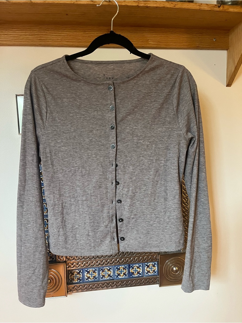 a new day Heather Gray Button-Up Knit Cardigan